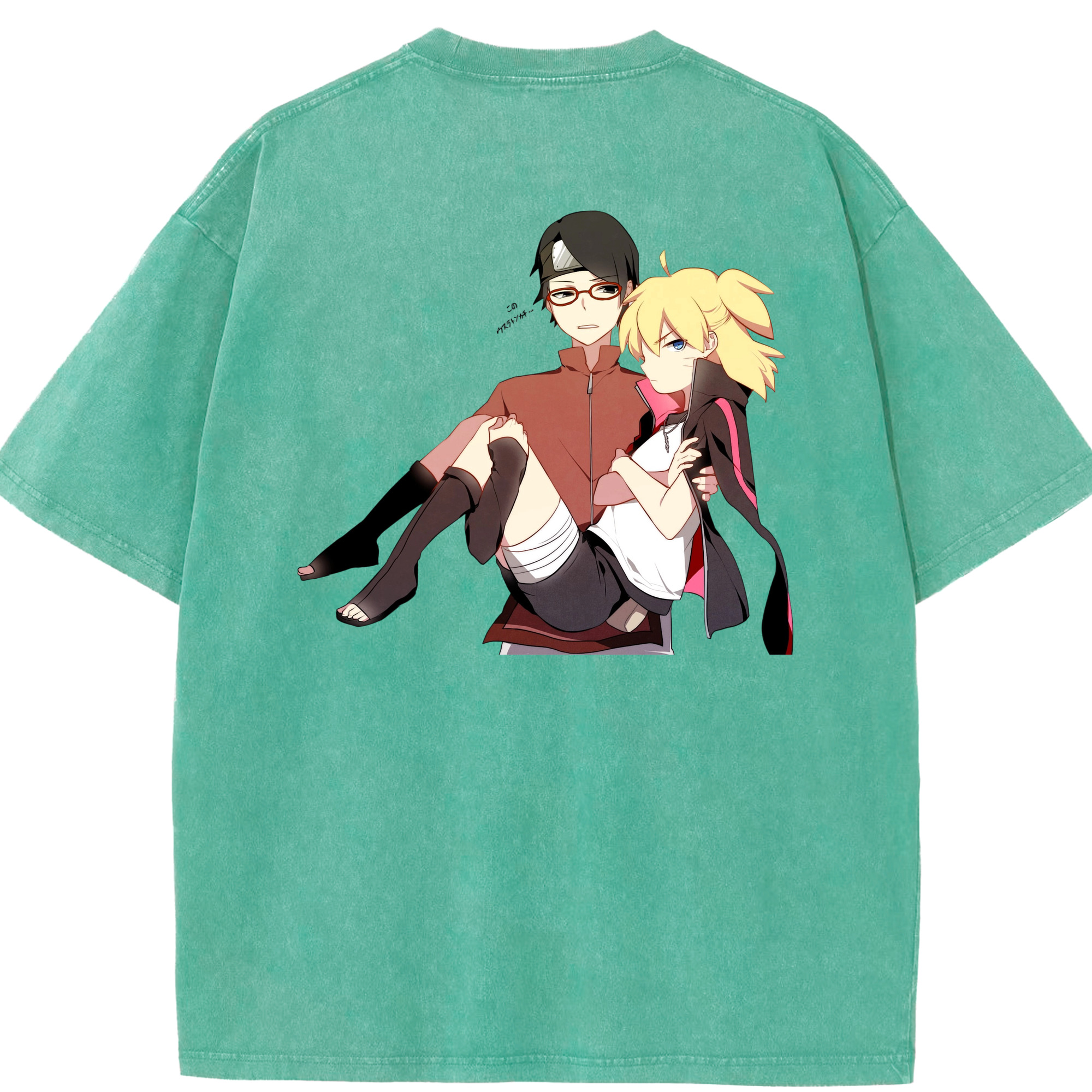 （画像用） NARUTO -ナルト- うちは サラダ Uchiha Sarada 綿100% ヴィンテージ風 半袖Tシャツ（背面プリント）